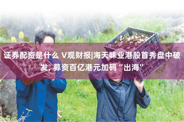 证券配资是什么 V观财报|海天味业港股首秀盘中破发, 募资百亿港元加码“出海”